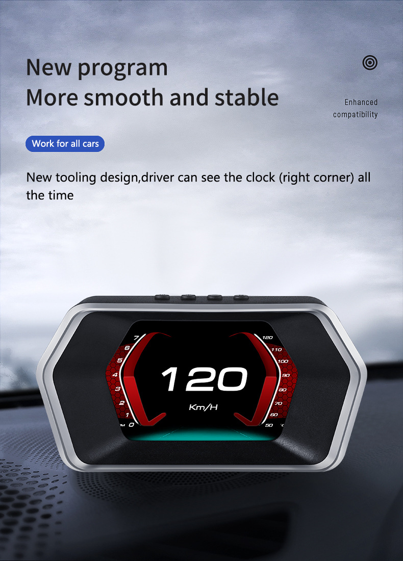 P17 Head-Up Display OBD+(GPS+Beidou) 4.3inch LED Color LCD Screen Display 5V USB Universal