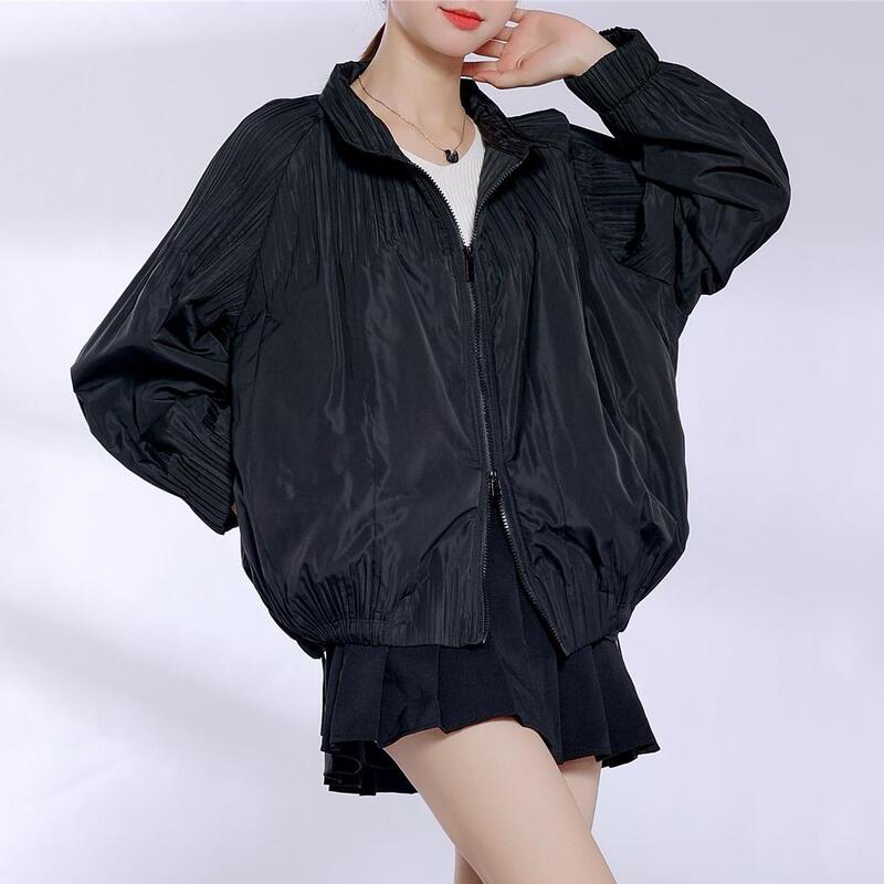 Bread Suit Autumn and Winter New Miyake Style Pleated Profile Short Cotton-padded Jacket Women's Air Pleated Cotton-padded Coat