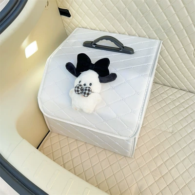 box for women — Car storage bag/box - white-dog-white-small-size-storage-box
