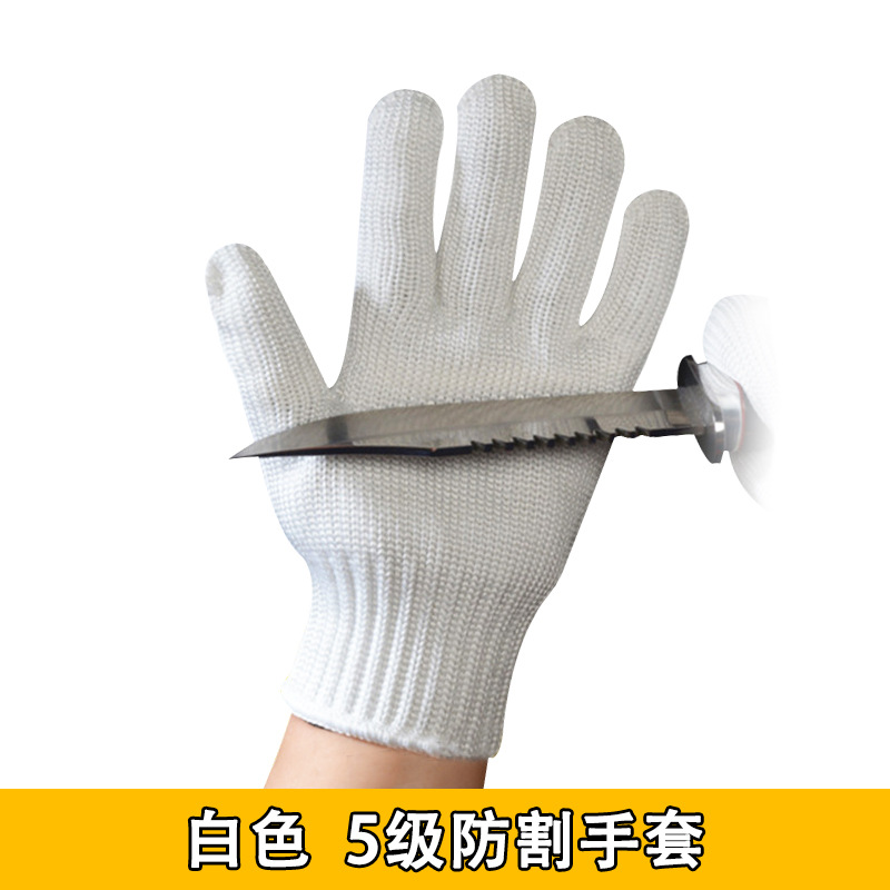 En stock grueso 5-Grado alambre de acero anti-corte guantes anti-corte resistente al desgaste negro Protección Laboral anti-arañazos anti-cuchillo guantes de corte