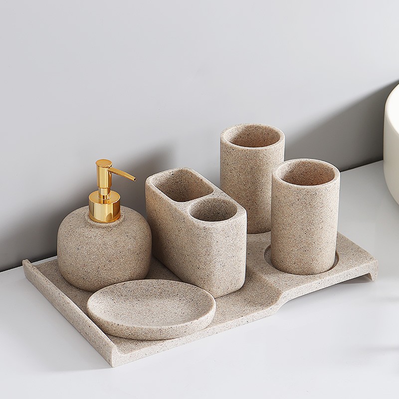 Juego de artículos de baño de cinco piezas, juego de vasos para cepillos de dientes, soporte para cepillos de dientes, lavabo de pared