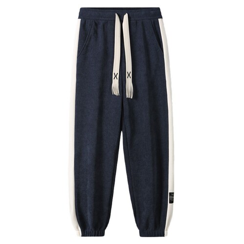 Men's winter velvet pants, teenagers autumn and winter casual pants, winter foot-tied sports pants, corduroy men's pants