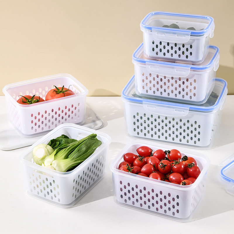 FCM certified three-piece set of microwave food storage box kitchen refrigerator special fruit and vegetable fresh-keeping box