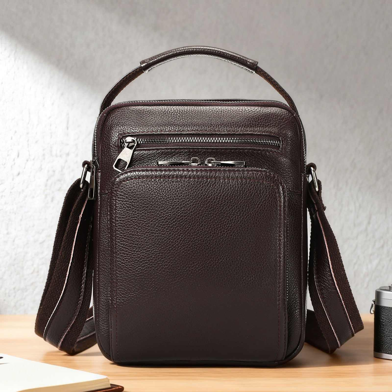 头层牛皮时尚男士单肩包高级感休闲通勤外贸男包真皮时尚斜挎包潮