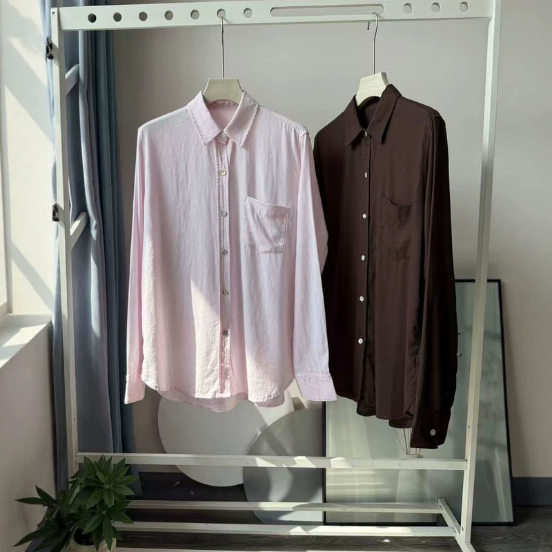 Light luxury, niche, and stylish casual wear: linen blend, solid color, loose-fitting long-sleeve shirt for women. 1.2K+