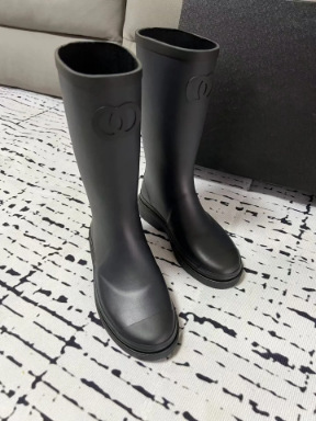 小香风长靴女年新款秋冬厚底高筒防水防滑雨靴圆头骑士靴全套包装|undefined