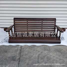 铁链吊椅户外庭院秋千果园圆棒秋千吊椅公园实木秋千花园双人吊椅