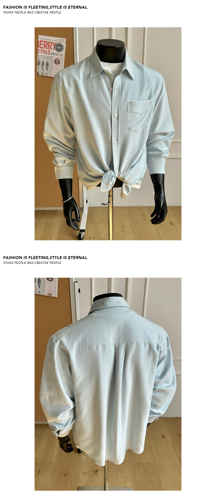 Retro Casual Herren Langarmhemd Einfarbig Modernes Herrenoberteil_voghion.com