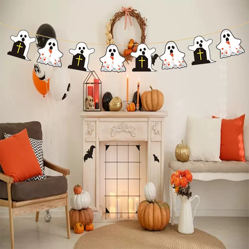 万圣节拉旗派对用品装饰Halloween南瓜恐怖场地道具布置装饰品