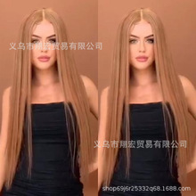 2021独立网站新品热销欧美假发 中分混色长直发 大货批发价格代发