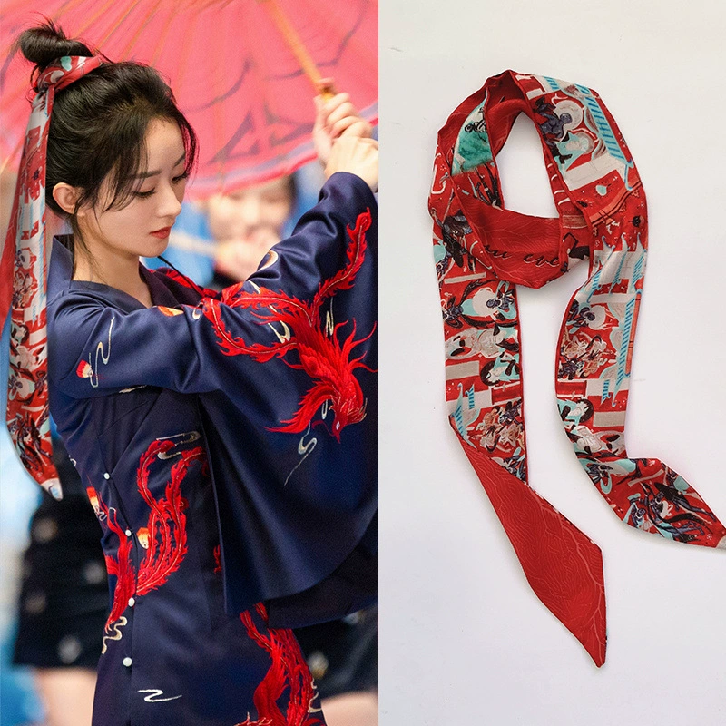 Retro Hair Scarf Ribbon Bow, French-Style Headband Neckerchief, Universal Autumn, 9 Colors