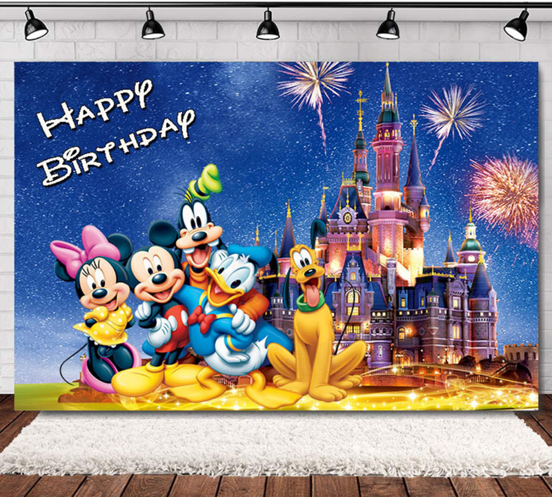 Blue Night Sky Fireworks Mickey Minnie Pink Castle Baby Children's Birthday Theme Photography Background Cloth Amazon Blue Night Sky Fireworks Mickey Minnie Pink Castle Baby Children's Birthday Theme Photography Background Cloth Amazon