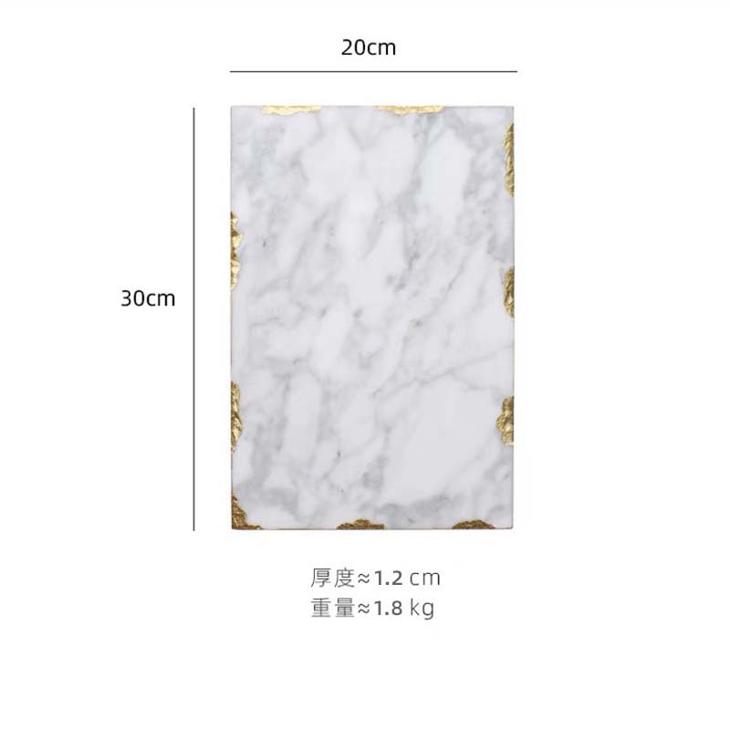 Bandeja de mármol de estilo nórdico borde dorado Almacenamiento de cosméticos accesorios de tiro hogar modelo sala de almacenamiento decoración suave