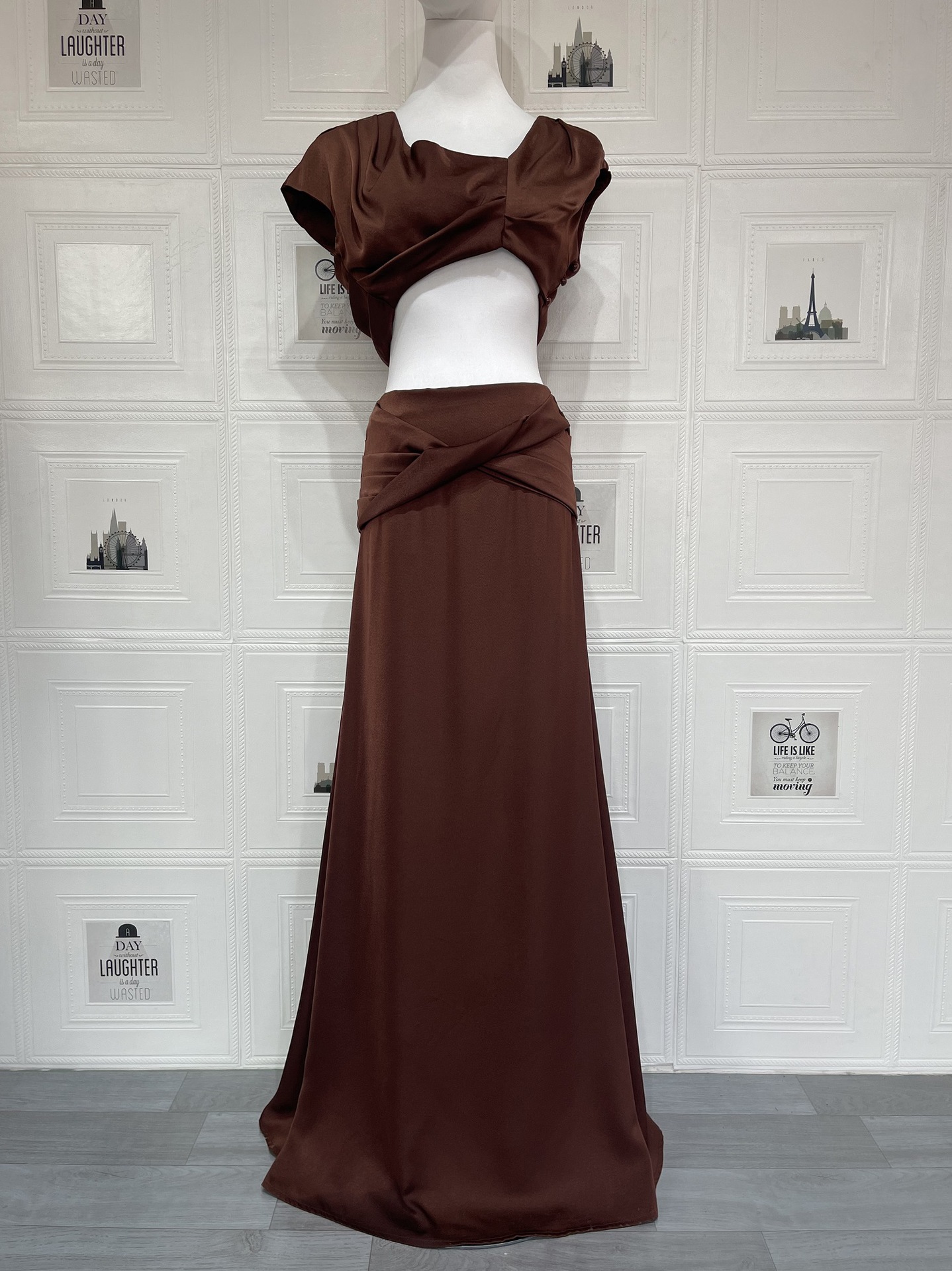 Sexy Geometric Panel Two-Piece Dress Set, Ruched Bustier Top With Asymmetrical Skirt For Women Fashion-Forward Two-Piece Set_ecoleips.com