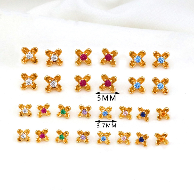 Color-Preserving 18K Real Gold Micro-Inlaid Zirconia Osmanthus Flower Bud Pendant DIY Handmade Jewelry Bracelet Necklace Beads D179