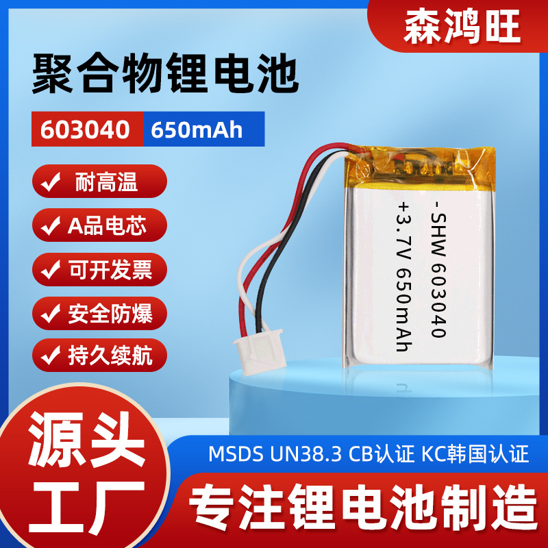 603040 Polymer Lithium Battery 650Mah 3.7V Beauty Instrument Shav