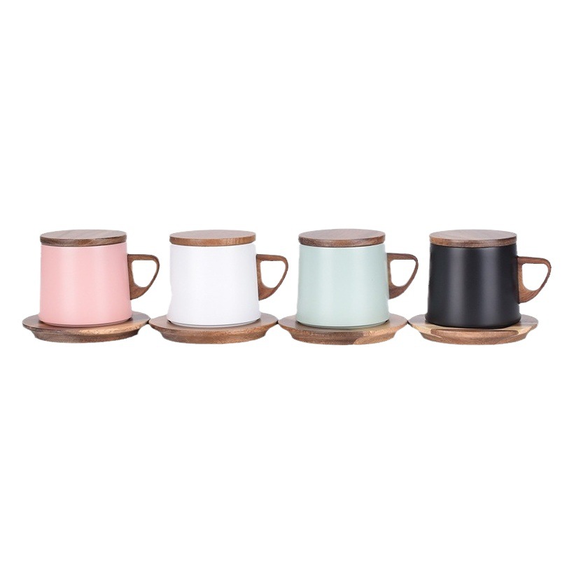Creativo 304 taza de vacío de acero inoxidable portátil mango de oficina taza de vacío con tapa pareja desayuno taza al por mayor