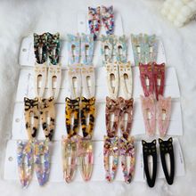 芯之萌饰品日韩版醋酸发夹女两个装刘海边夹碎发夹水滴猫咪鸭嘴夹