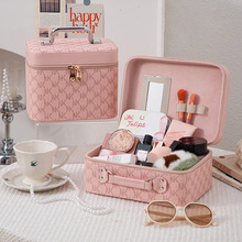 高颜值手提化妆箱大容量PU皮革防水轻盈便携化妝品收纳包厂家批发