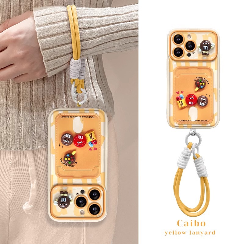 M&M Doll Card Holder Lanyard Suitable for Apple 17Pm Phone Case iPhone 15 Large Window 16 Silicone 18 Cute M&M Doll Card Holder Lanyard Suitable for Apple 17Pm Phone Case iPhone 15 Large Window 16 Silicone 18 Cute