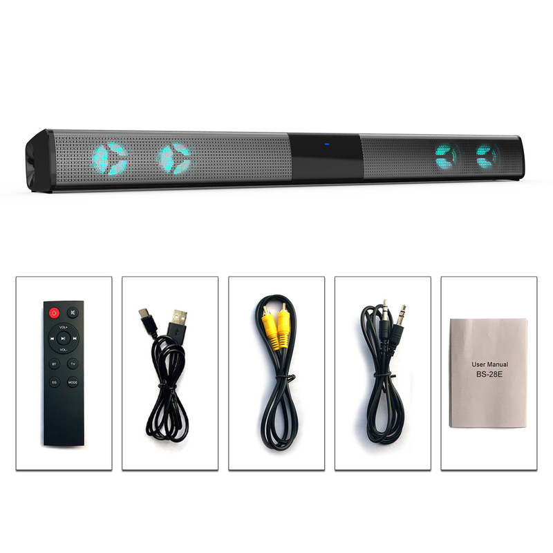 Cross-Border Model Bs-28E Soundbar Rgb Ambient Light Speaker Bluetooth Speaker Home Theater Soundbar Bluetooth Speaker