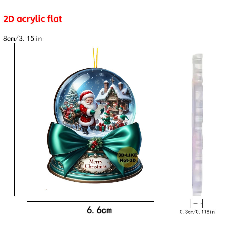 跨境新品圣诞水晶球12件波希米亚风亚克力平面挂件节日家居装饰|undefined