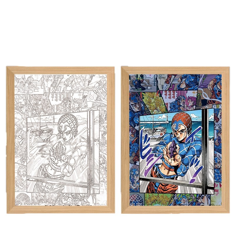 JOJOアニメの照明画の創意二次元のベッドの頭の小さい夜の明かりの木製の額縁の置物の置物の贈り物の発光画|undefined