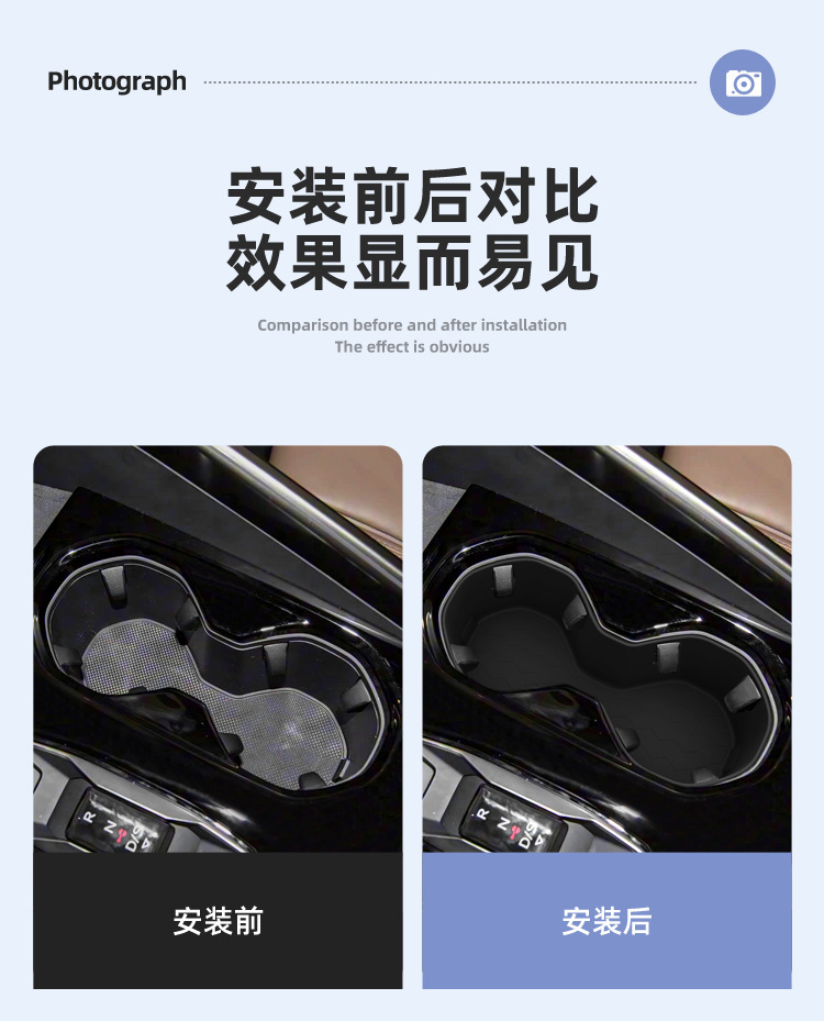 Suitable for 26 Models of Audi Q5L Center Console Water Cup Holder Silicone Protective Anti-Slip Mat Car Interior Accessories Modification Parts