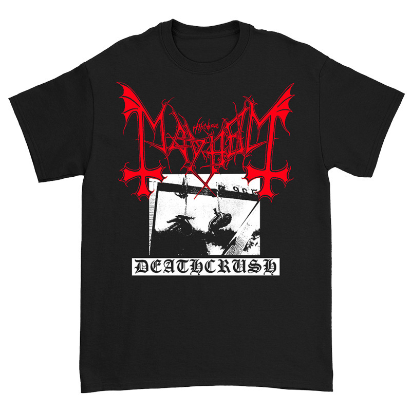 Mayhem Norwegian band Black metal rock Dark Wind red American retro punk Street men's T-shirt