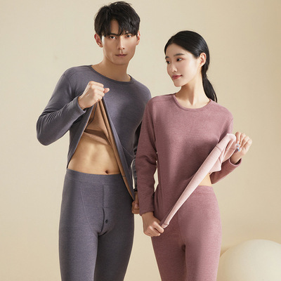 羊羔绒保暖内衣套装女加绒加厚秋冬新款中老年保暖衣男士秋衣秋裤|ru