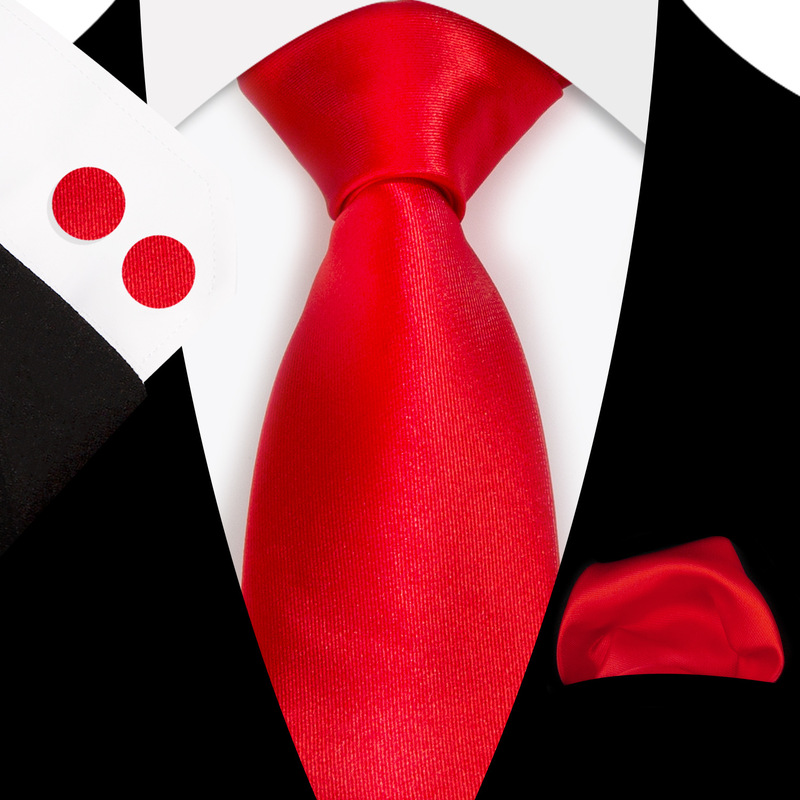 Ready-Made Tie Pocket Square Cufflink Set Men's Solid Color Business New Formal Hand-Tied Tie Set