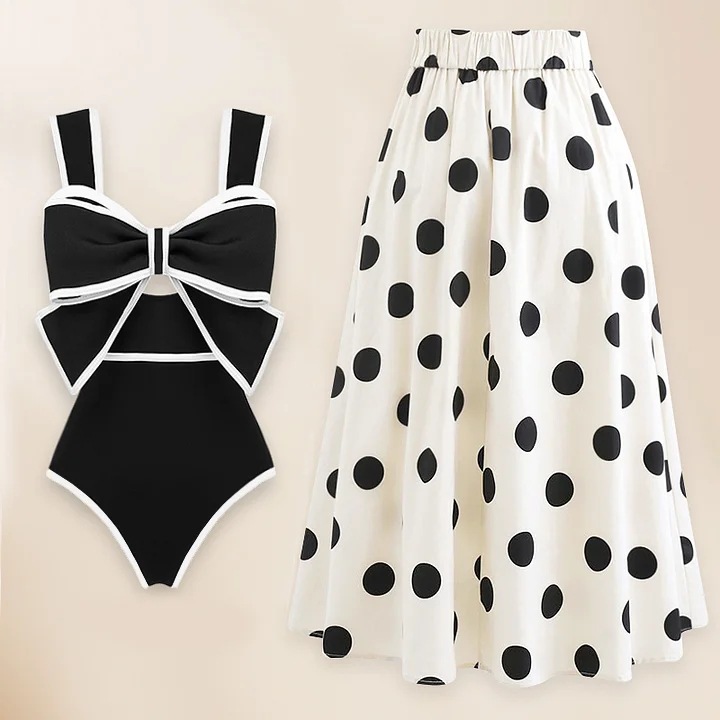 Women's Round Dots Bow Knot One-pieces Swimwear display picture 1