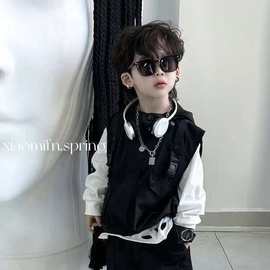 男童2025春季新款工装马甲裤子洋气套装打底韩版儿童酷帅炸街潮流