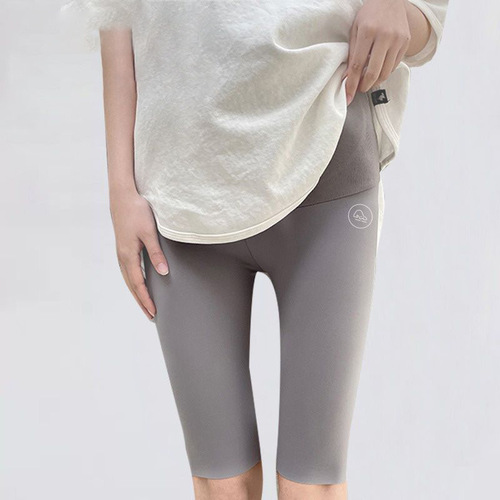 Pregnant women's shark skin summer thin three-quarter leggings with high waist adjustable yoga five-quarter pants manufacturer