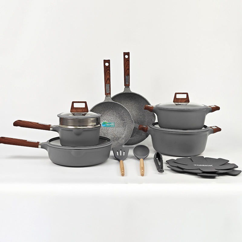 Juego de wok de olla de sopa rica DONNOR Juego de olla antiadherente de fundición a presión de aluminio