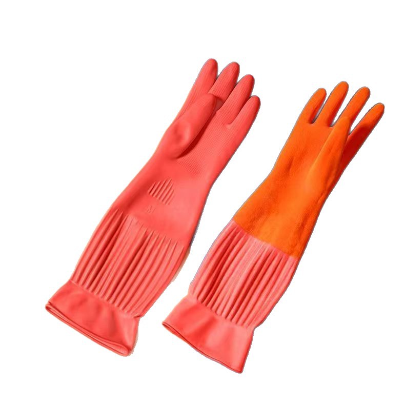 Guantes antifría de lana de cocina guantes de lavado de platos de lana de goma de látex doméstico espesar y alargar la ropa transfronteriza