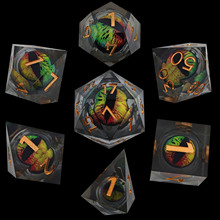 树脂龙眼骰子可活动的液体核心DND龙与地下城RPG桌游多面色子套装