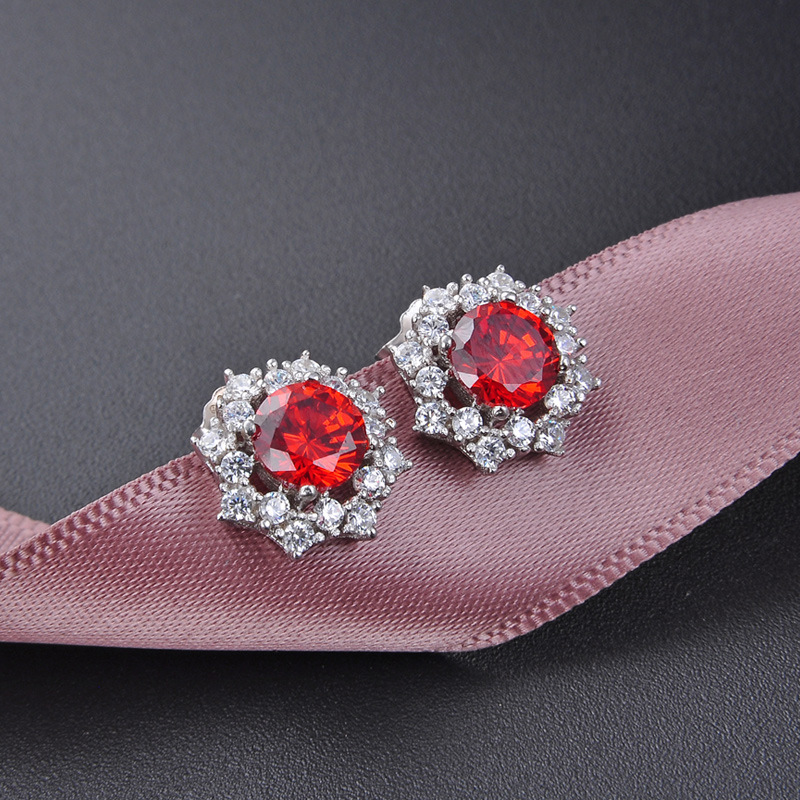 Cross-border wish Amazon AliExpress nieve zircon pendientes de plata esterlina 925 estilo sol simple pendientes para mujeres