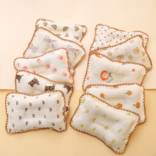 Newborn Shaping Pillow for All Seasons, Breathable Baby Pillow, Rectangular, Corrects Head Tilt, Cartoon Print Cloud Pillow