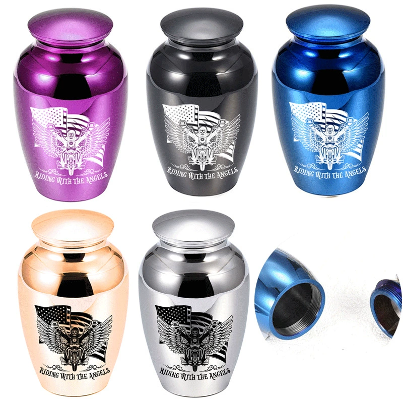 Урна для кремации из сплава 65*45 мм для близких, памятная урна для праха домашних животных, флаг для волос, мотоциклетная урна