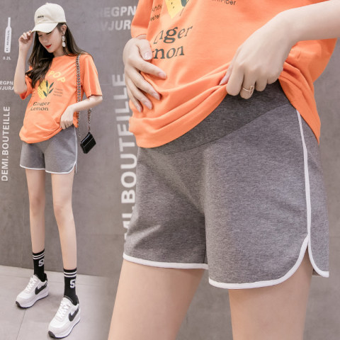 리얼리티 샷 임산부 2023 여름 면 반바지 파자마 바지 겉옷 캐주얼 와이드 팬츠 뱃살 지지 레깅스 안전 바지