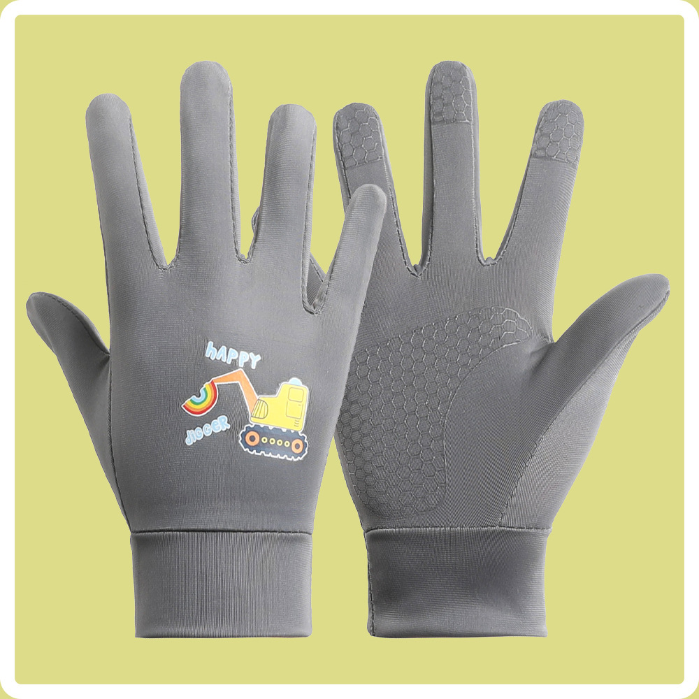 Guantes finos para niños, de secado rápido, transpirable, antideslizante, alta elasticidad, primavera, otoño, verano, ciclismo, montañismo, protección solar, guantes de seda de hielo de cinco dedos