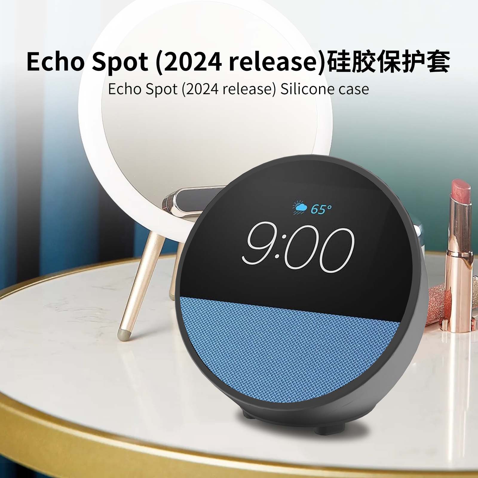Transfronterizo Nuevo Amazon Echo Spot (2024 lanzamiento) cubierta de silicona cubierta