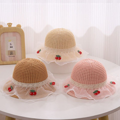 寶寶帽子夏季薄款遮陽帽女寶可愛超萌嬰兒漁夫帽沙灘草帽防曬2024