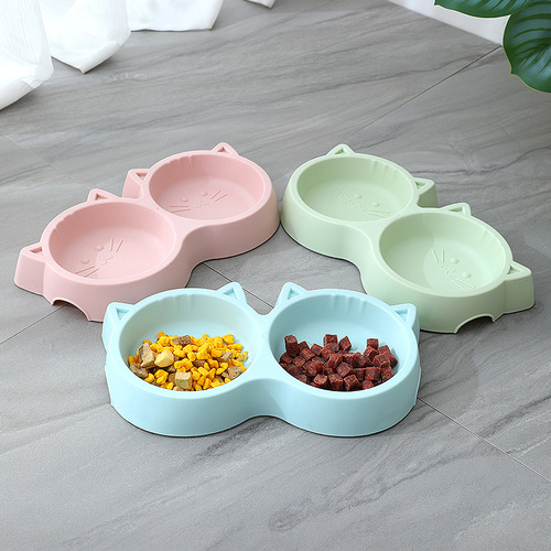 Macaron Plastic Food Bowl Cat Bowl Wholesale Pet Neck Guard Feeding Integrated Water Bowl Pet Bowl Pet Supplies