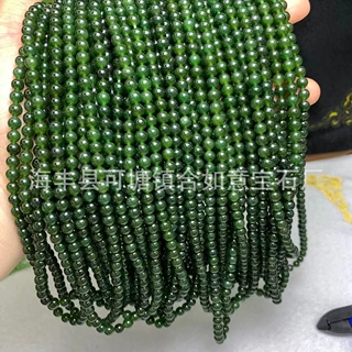 天然和田玉碧玉6mm佛珠菠菜绿料子细腻油润无黑点无裂痕厂家批发