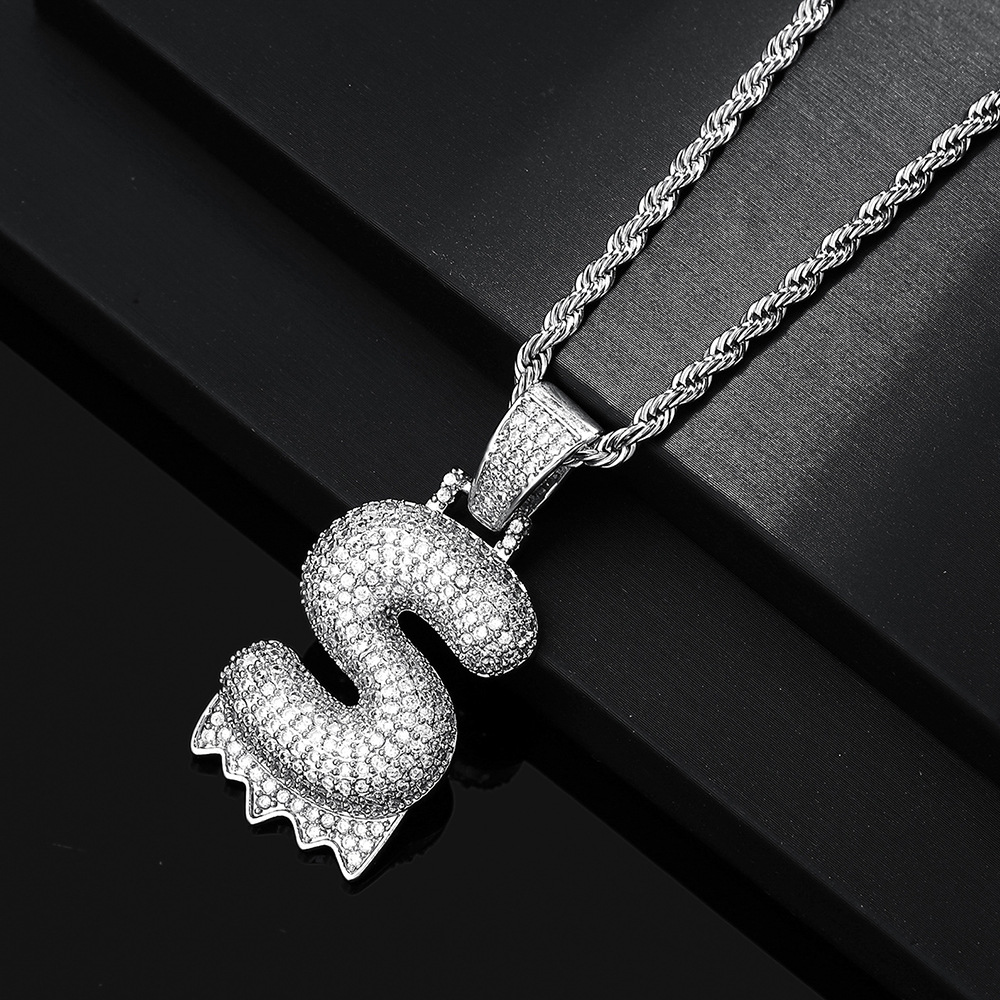 Cross-border hip hop burbuja colgante 26 letras nombre personalizado nicho accesorios de personalidad de zircon para hombres