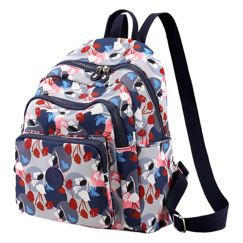 Bolsa de ocio para exteriores, gran capacidad, mochila de viaje versátil de nailon estampada para mujer, mochila de viaje moderna y sencilla