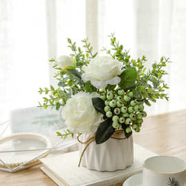 仿真植物花艺兔耳蓝盆栽室内家居摆件设客厅办公桌装饰假花干花束