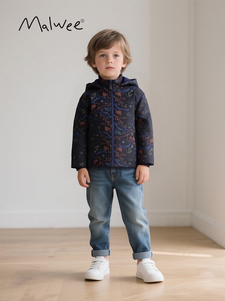 Malwee transfronterizo niño grueso chaqueta de invierno nuevo estilo europeo y americano para niños pequeños y medianos más camisa con cremallera con capuchón chaqueta de primavera